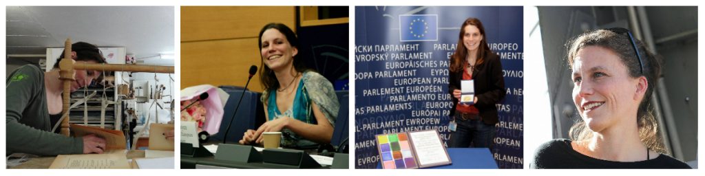 Cécile Coyez - Artisan Relieur
De gauche à droite : couture artisanale de livres, expériences passées au Parlement européen